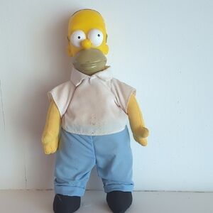 Homer Simpson Yellow Plush Character Toy with Blue Pants - Branded Collectible